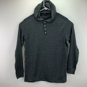 Thread & Cloth Mens Henley Long Sleeve Knit T-Shirt Hoodie Charcoal Gray M